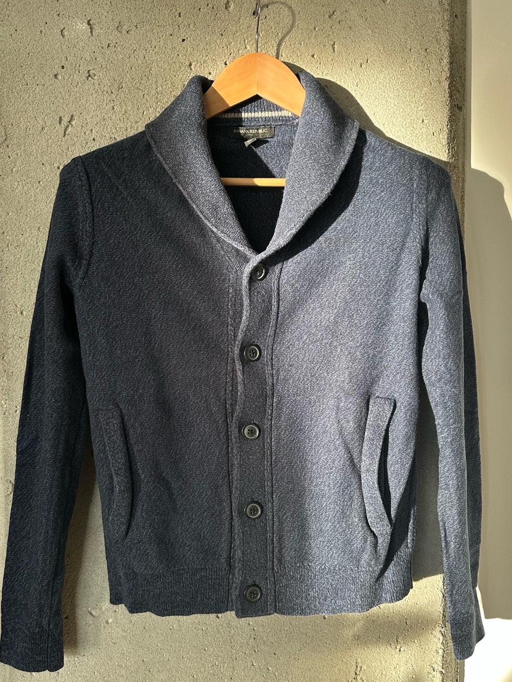 Banana Republic Factory Navy Shawl-Collar Button Front Cardigan